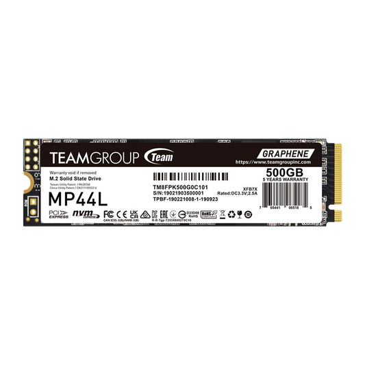 TEAM 500GB MP44L M.2 NVME SSD (TM8FPK500G0C101) - PC Quickbuys