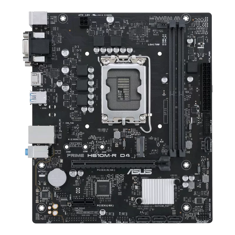 ASUS PRIME H610M-R D4 2DDR4 M.2 MOTHERBOARD (HDMI, DB15, DVI)