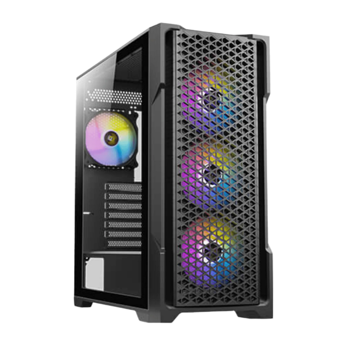 ANTEC AX90 MID TOWER CASE W/ TEMPERED GLASS SIDE PANEL, 4 RGB FANS (BLACK)
