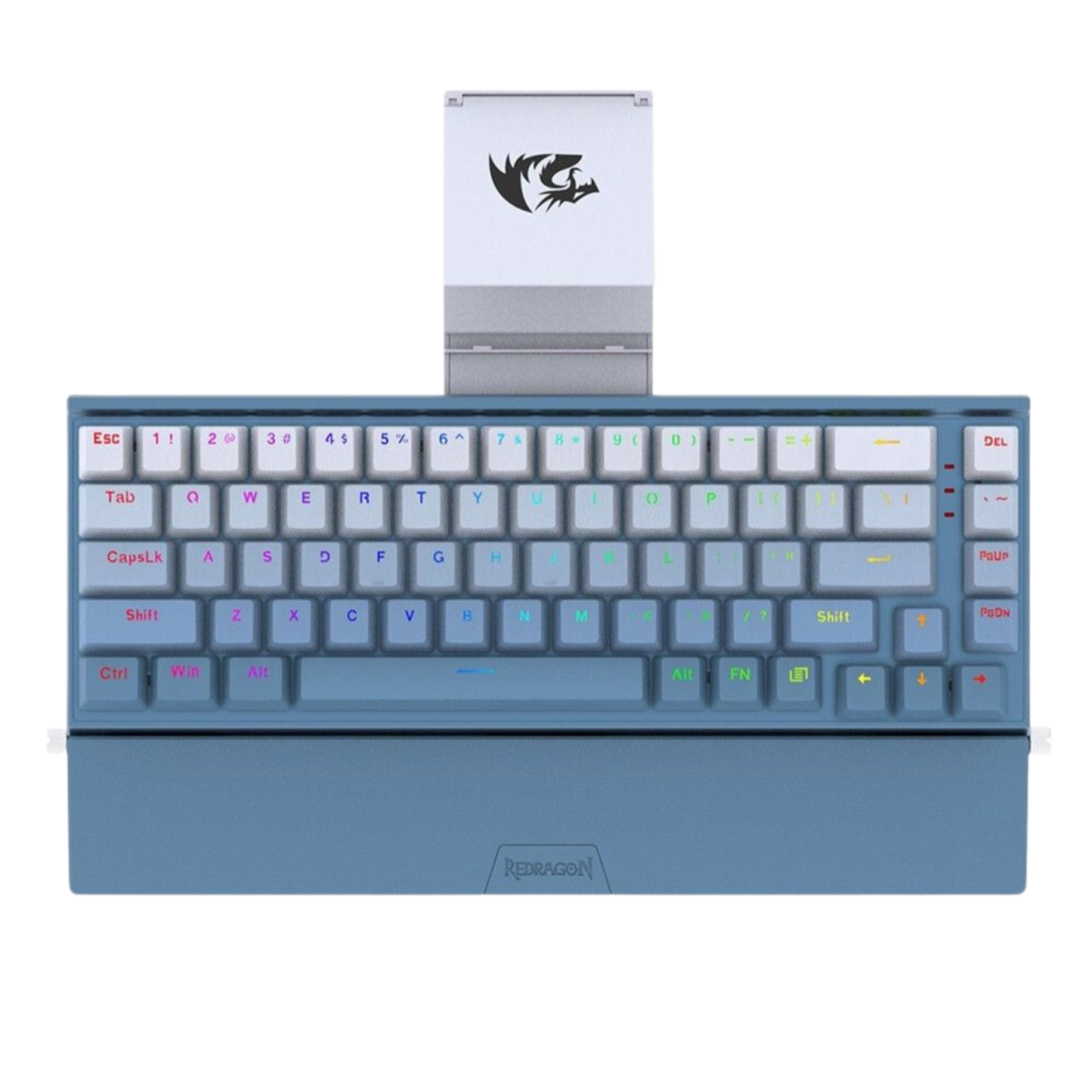 REDRAGON SHACO RGB 60% MECHANICAL GAMING KEYBOARD W/ PHONE STAND & WRIST REST (RED SWITCH) BLUE WHITE