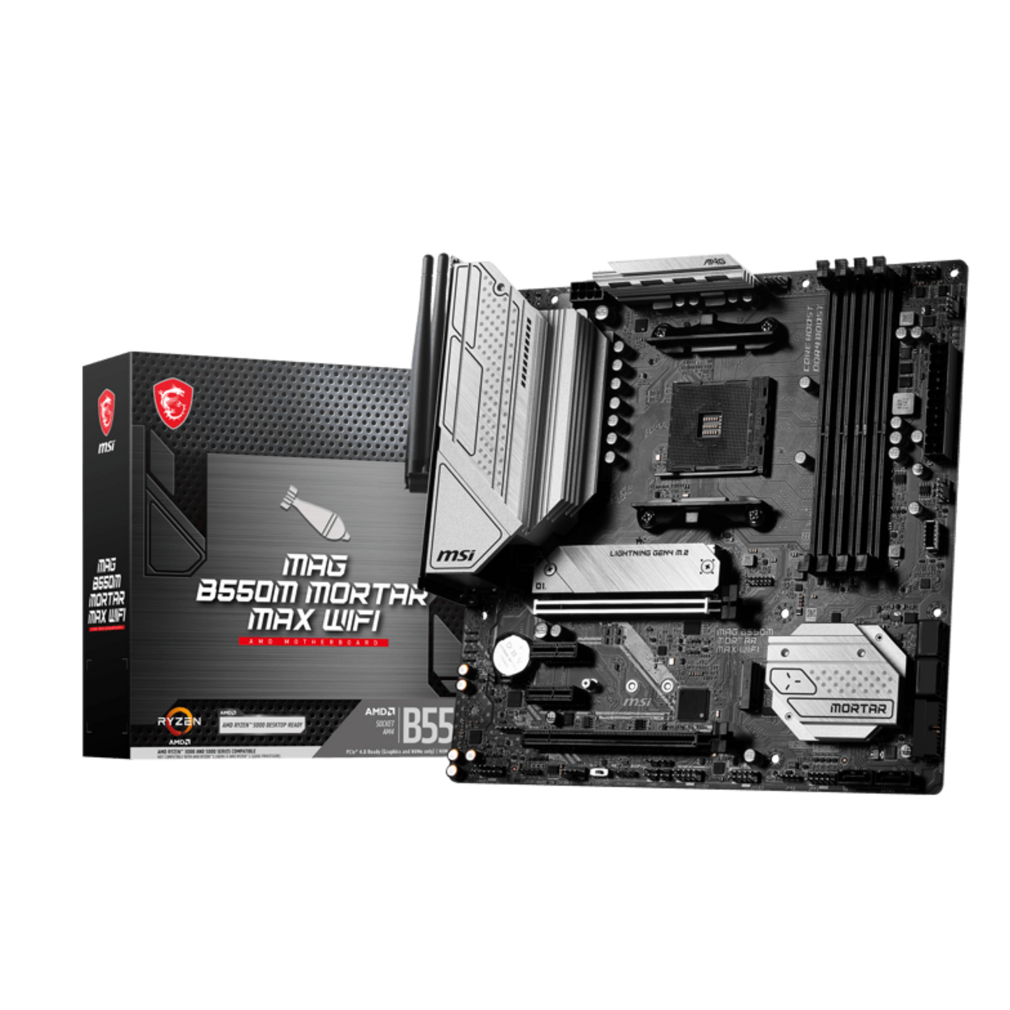 MSI MAG B550M MORTAR MAX WIFI 4DDR4 2XM.2 MOTHERBOARD (HDMI, DP) WIFI+BT