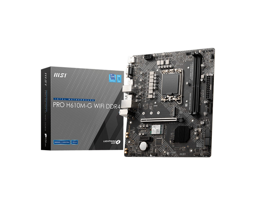 MSI PRO H610M-G WIFI 2DDR4 M.2 MOTHERBOARD (DB15, HDMI, DP) WIFI+BT
