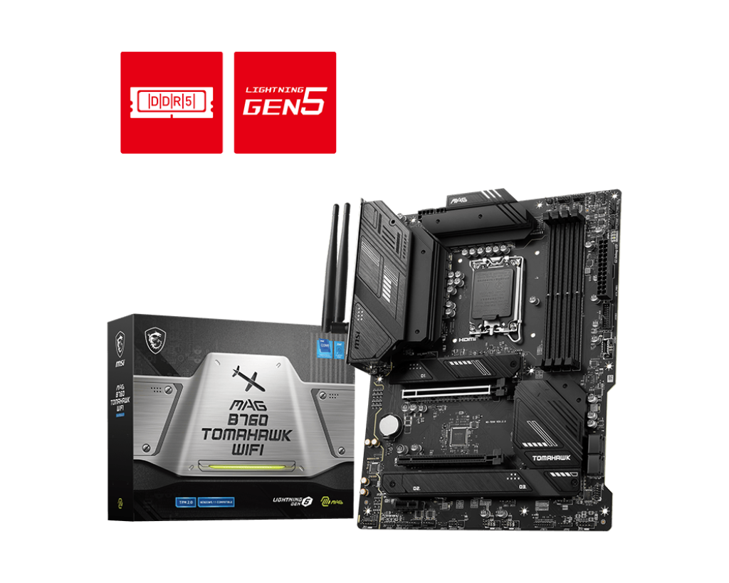 MSI MAG B760 TOMAHAWK WIFI 4DDR5 3XM.2 MOTHERBOARD (HDMI, DP) WIFI+BT
