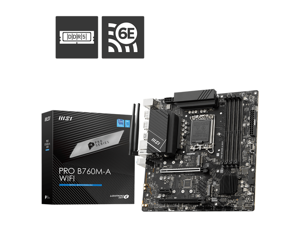 MSI PRO B760M-A WIFI 4DDR4 2XM.2 MOTHERBOARD (2XHDMI, 2XDP) WIFI+BT
