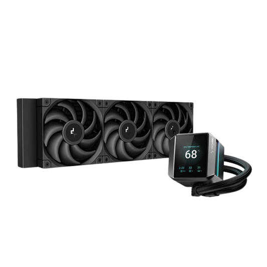 DEEPCOOL MYSTIQUE 360MM AIO ARGB LIQUID CPU COOLER W/ LCD SCREEN (WHITE)