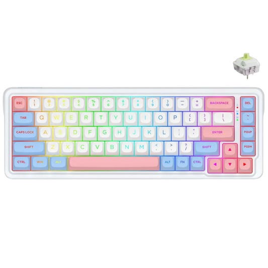 REDRAGON NOVA PRO RGB 70-KEY TRI-MODE MECHANICAL KEYBOARD (LINEAR SWITCH/SWAPPBL) PINK & BLUE