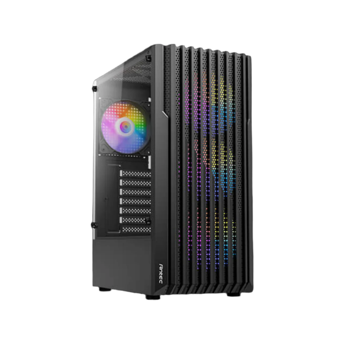 ANTEC AX22 ELITE MID TOWER CASE W/ TEMPERED GLASS SIDE PANEL, 4 RGB FANS (BLACK)