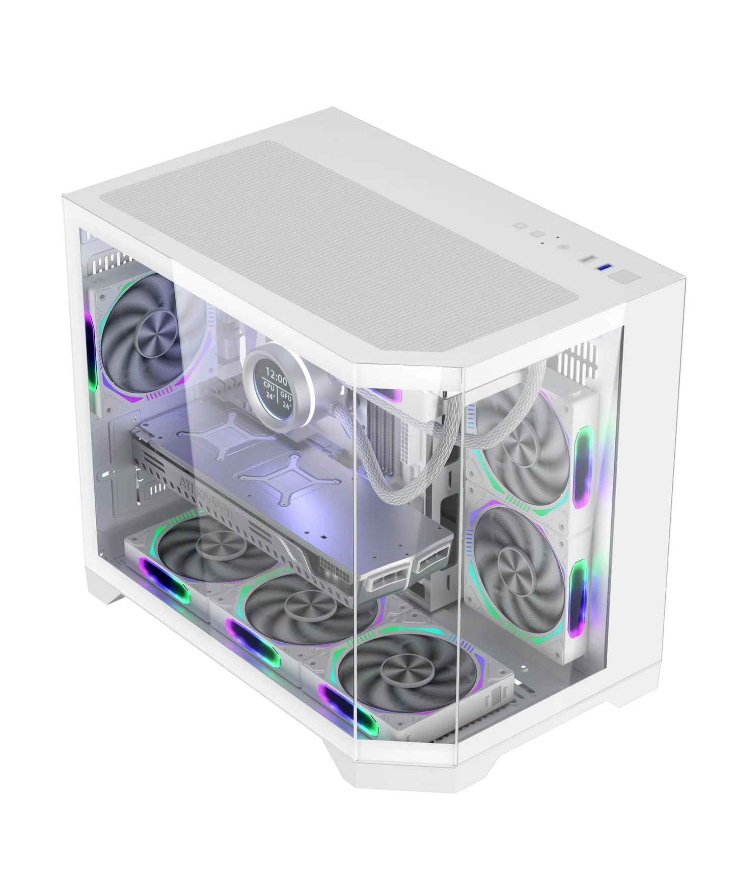 COOLMAN SPECTRA CASE M-ATX CASE W/ TEMPERED GLASS SIDE PANEL, LCD SCREEN