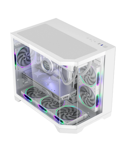 COOLMAN SPECTRA CASE M-ATX CASE W/ TEMPERED GLASS SIDE PANEL, LCD SCREEN