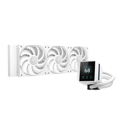 DEEPCOOL MYSTIQUE 360MM AIO ARGB LIQUID CPU COOLER W/ LCD SCREEN (WHITE)