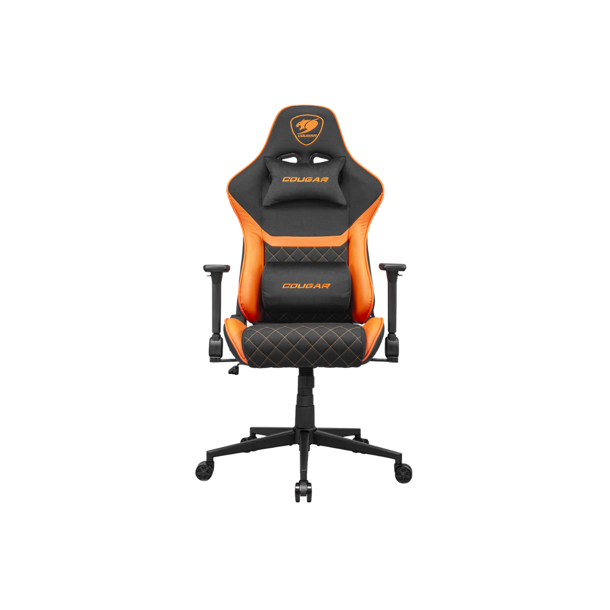 COUGAR ARMOR ONE GAMING CHAIR-V2 F W/ HEADREST & LUMBAR CUSHION (BLACK/ORANGE)
