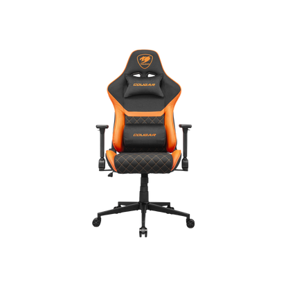 COUGAR ARMOR ONE GAMING CHAIR-V2 F W/ HEADREST & LUMBAR CUSHION (BLACK/ORANGE)