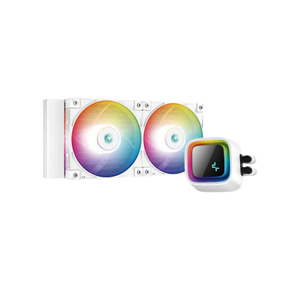 DEEPCOOL LM360 360MM AIO ARGB LIQUID CPU COOLER W/ 2.4" LCD SCREEN (WHITE)