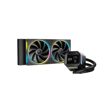 DEEPCOOL LM240 240MM AIO ARGB LIQUID CPU COOLER W/ 2.4" LCD SCREEN (BLACK)