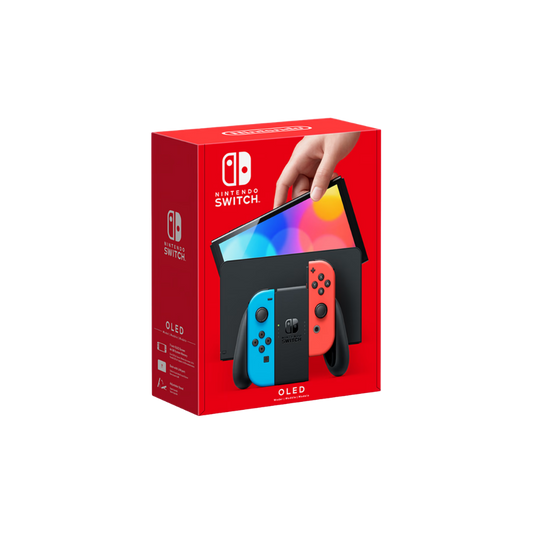 NINTENDO SWITCH OLED W/ NEON BLUE AND NEON RED JOYCON