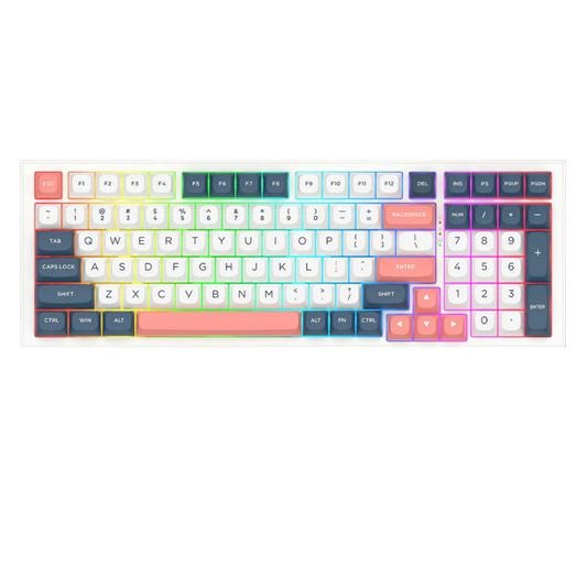 REDRAGON FLAMBERGE PRO RGB 98-KEY TRI-MODE MECHANICAL KEYBOARD (LINEAR SWITCH/SWAPPBL) WHITE BLUE RED