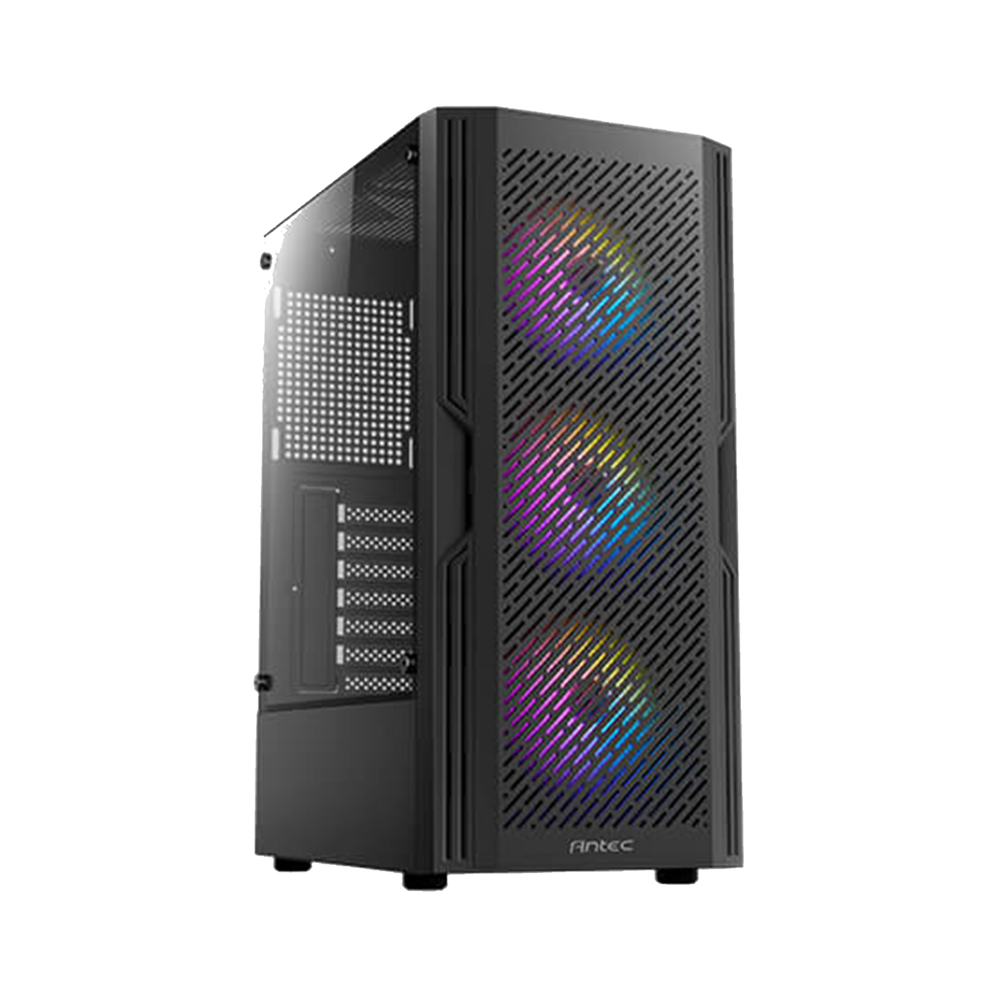 ANTEC AX20 ELITE MID TOWER CASE W/ TEMPERED GLASS SIDE PANEL, 4 RGB FANS (BLACK)