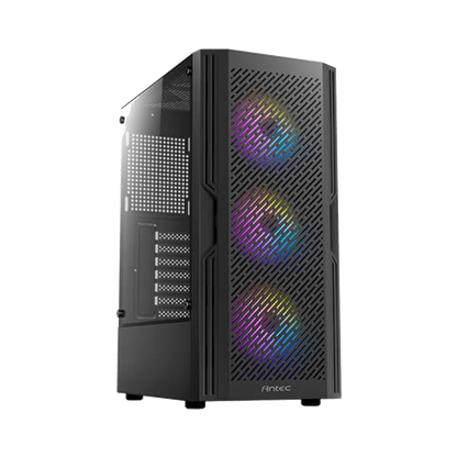 ANTEC AX20 ELITE MID TOWER CASE W/ TEMPERED GLASS SIDE PANEL, 4 RGB FANS (BLACK)