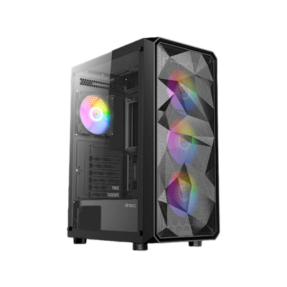 ANTEC AX83 ELITE MID TOWER CASE W/ TEMPERED GLASS SIDE PANEL, 4 RGB FANS (BLACK)