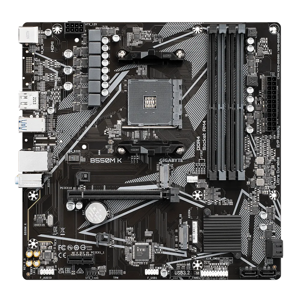 GIGABYTE GA-B550M-K 4DDR4 2XM.2 MOTHERBOARD (HDMI,DP)