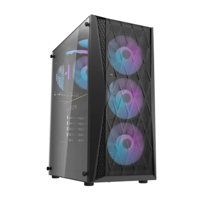 DARKFLASH DK361 ATX TOWER CASE W/ TEMPERED GLASS SIDE PANEL, 4 ARGB FANS (BLACK)