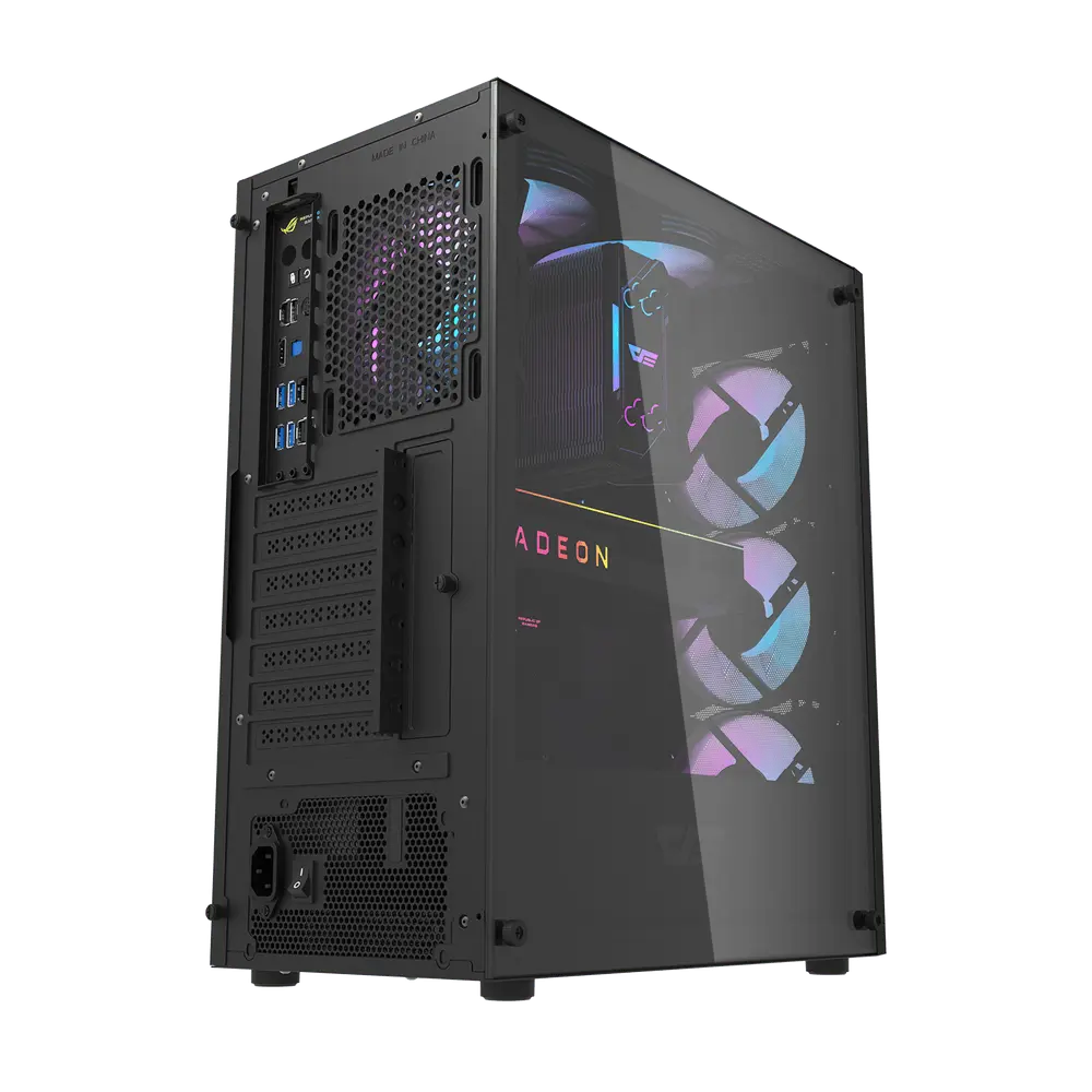 DARKFLASH DK361 ATX TOWER CASE W/ TEMPERED GLASS SIDE PANEL, 4 ARGB FANS (BLACK)