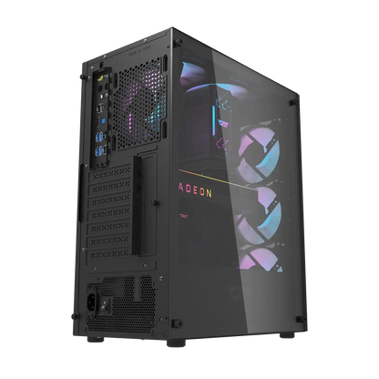 DARKFLASH DK361 ATX TOWER CASE W/ TEMPERED GLASS SIDE PANEL, 4 ARGB FANS (BLACK)