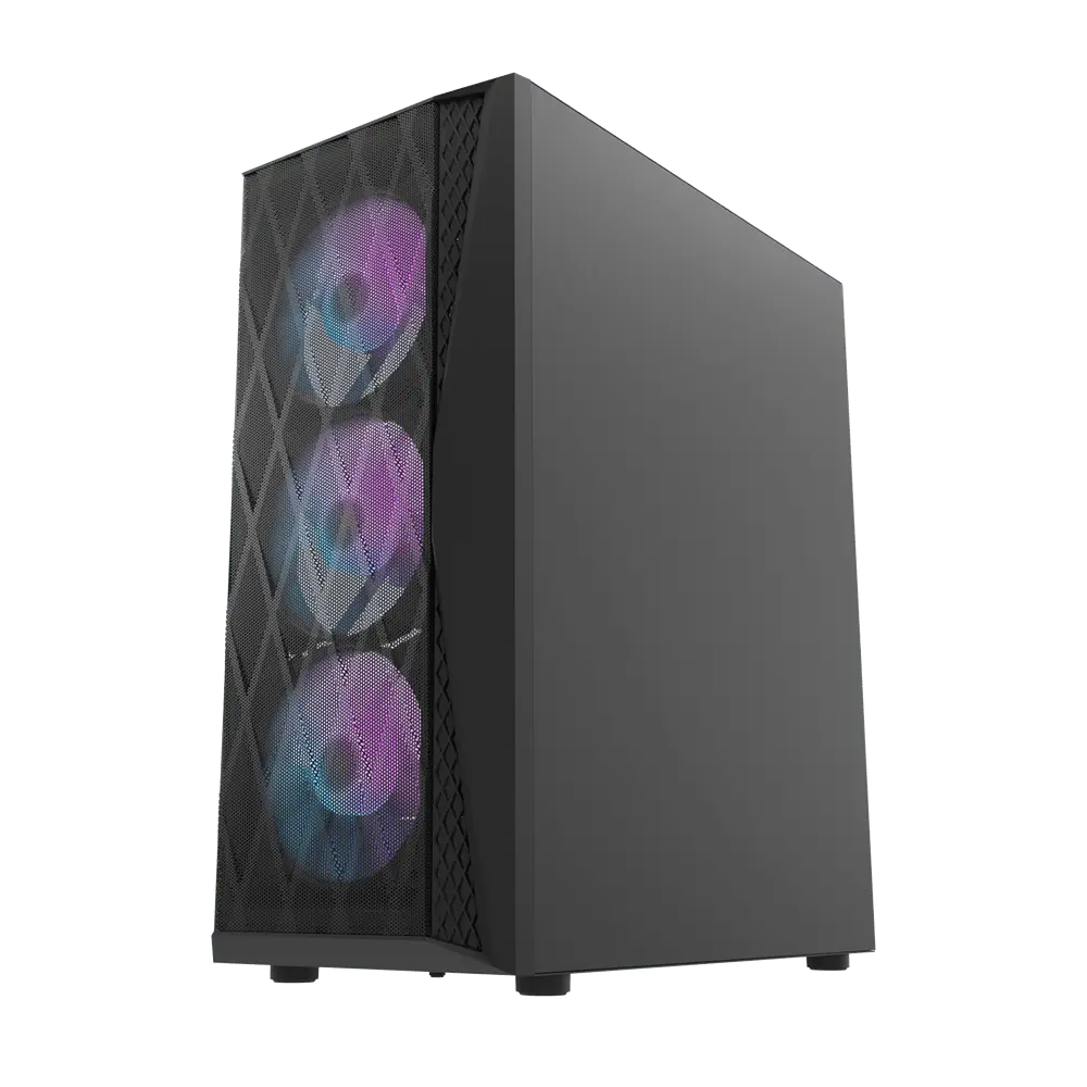 DARKFLASH DK361 ATX TOWER CASE W/ TEMPERED GLASS SIDE PANEL, 4 ARGB FANS (BLACK)