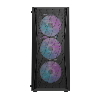 DARKFLASH DK361 ATX TOWER CASE W/ TEMPERED GLASS SIDE PANEL, 4 ARGB FANS (BLACK)