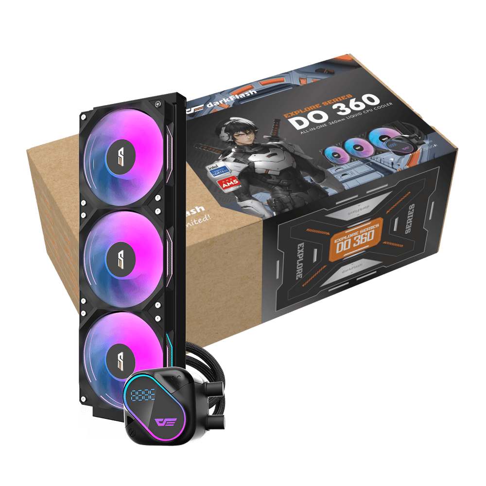 DARKFLASH EXPLORE DO360 ARGB AIO 360MM LIQUID CPU COOLER W/ DIGITAL DISPLAY