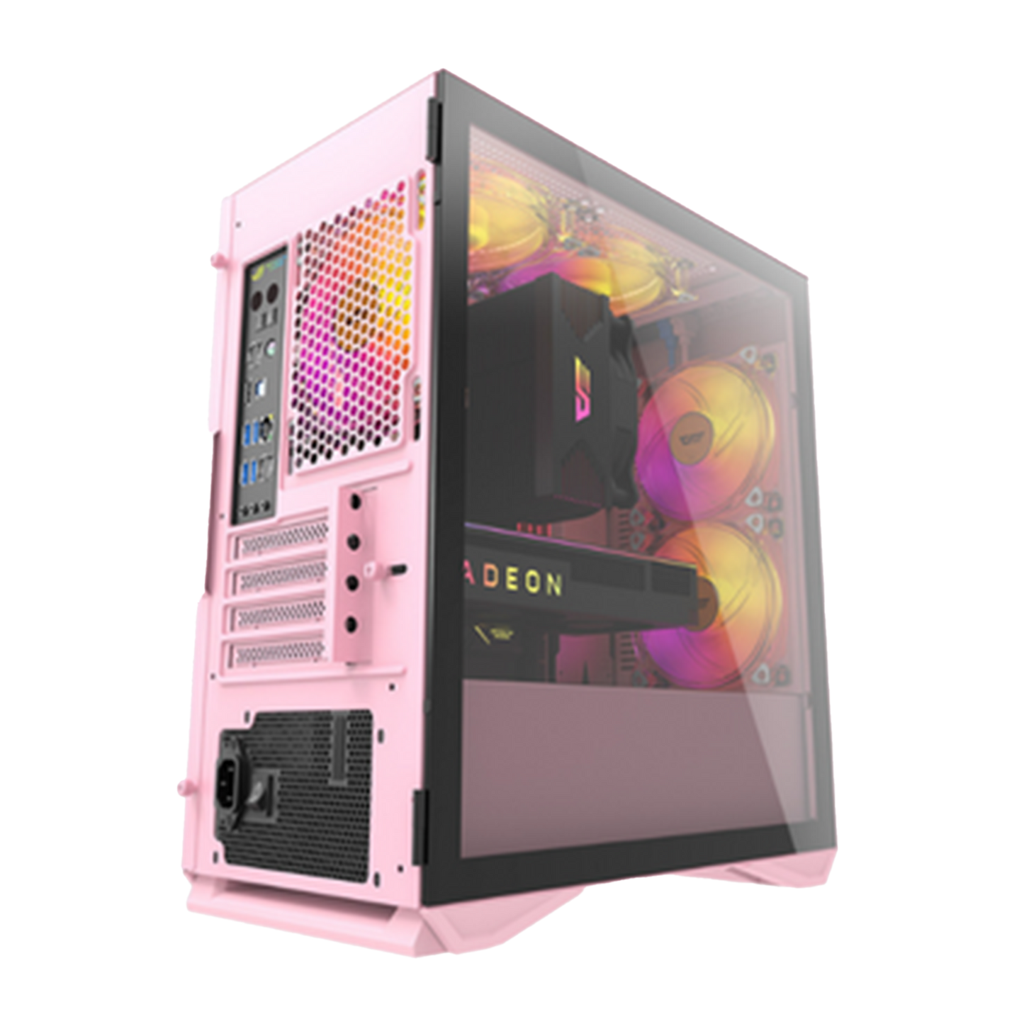 DARKFLASH DLV22 ATX CASE W/ MAGNETIC HINGED DOOR TEMPERED WINDOW (PNK)