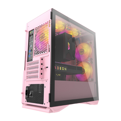 DARKFLASH DLV22 ATX CASE W/ MAGNETIC HINGED DOOR TEMPERED WINDOW (PNK)