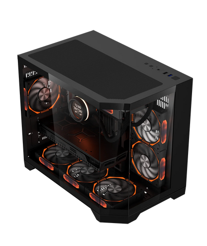 COOLMAN SPECTRA CASE M-ATX CASE W/ TEMPERED GLASS SIDE PANEL, LCD SCREEN