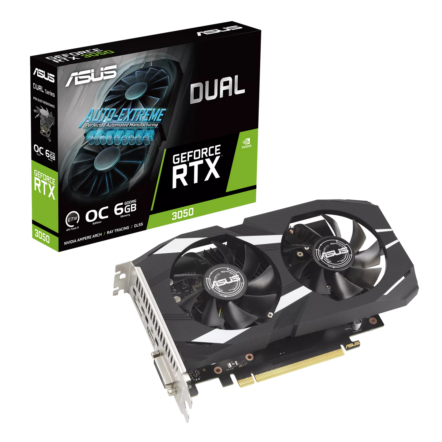 ASUS RTX 3050 6GB 96BIT GDDR6 DUAL-O6G (DVI, HDMI, DP)