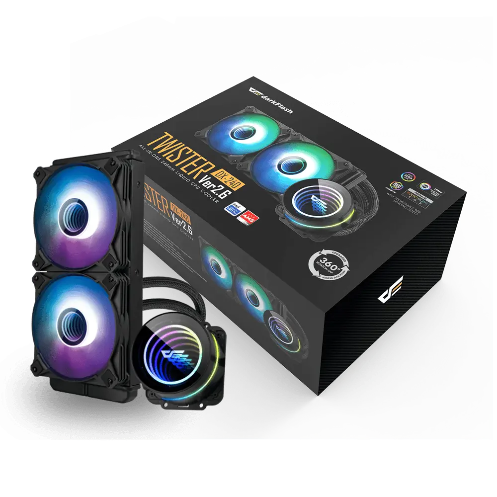 DARKFLASH TWISTER DX240 V2.6 ARGB AIO 240MM LIQUID CPU COOLER (LGA1700 READY)