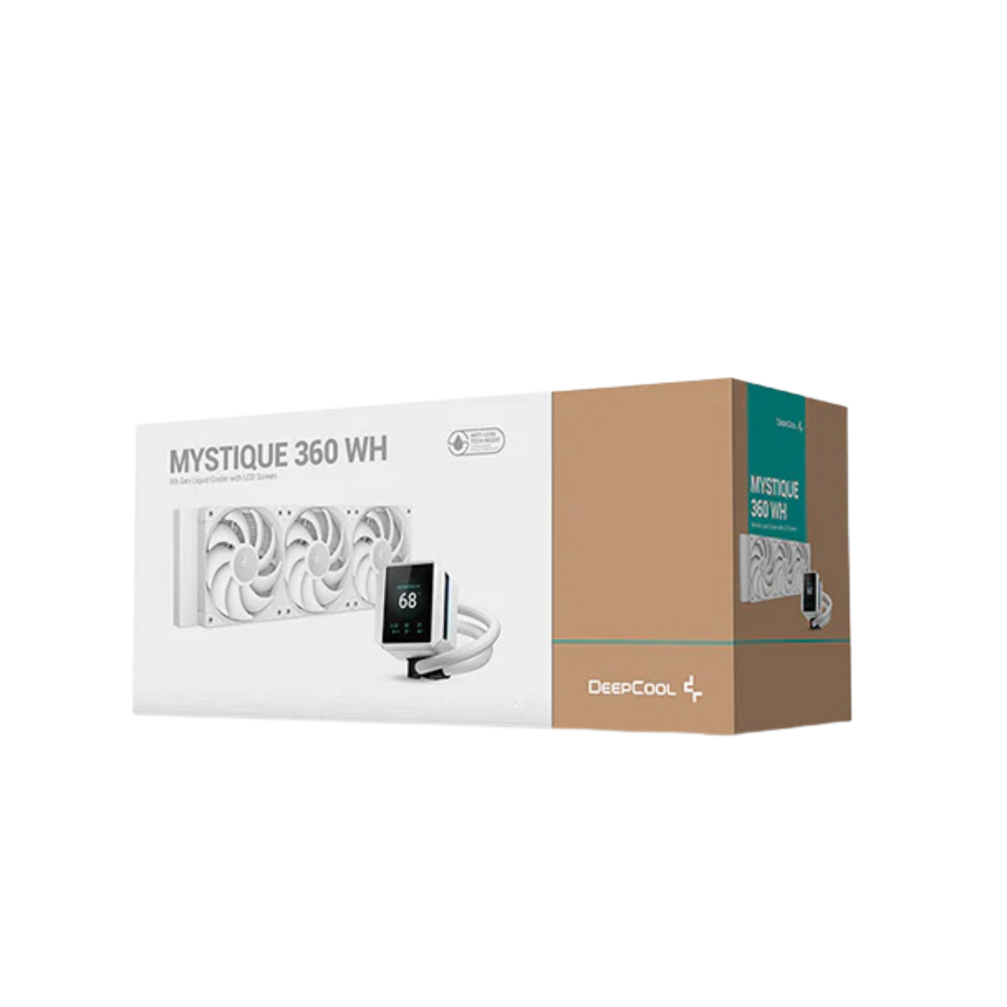 DEEPCOOL MYSTIQUE 360MM AIO ARGB LIQUID CPU COOLER W/ LCD SCREEN (WHITE)