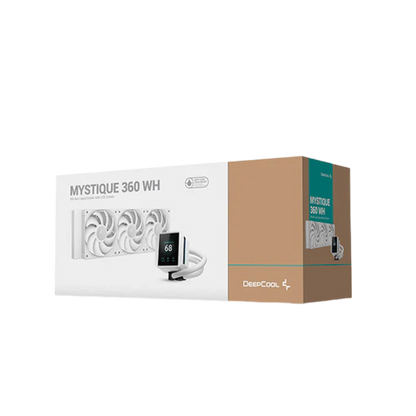 DEEPCOOL MYSTIQUE 360MM AIO ARGB LIQUID CPU COOLER W/ LCD SCREEN (WHITE)