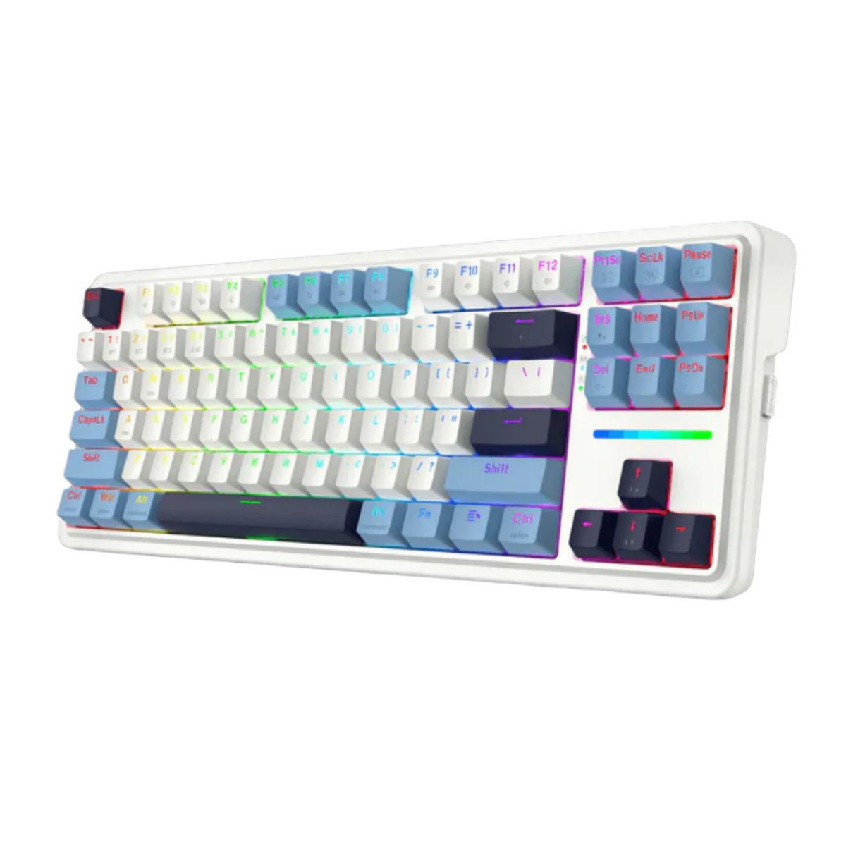 REDRAGON ANTONIUM PRO TKL RGB 87-KEY TRI-MODE MECHANICAL KEYBOARD (LINEAR SWITCH/SWAPPBL) WHITE BLUE