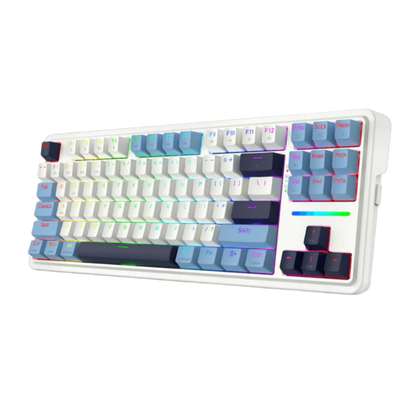 REDRAGON ANTONIUM PRO TKL RGB 87-KEY TRI-MODE MECHANICAL KEYBOARD (LINEAR SWITCH/SWAPPBL) WHITE BLUE