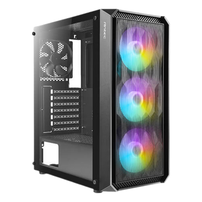 ANTEC NX292 MID TOWER CASE W/ TEMPERED GLASS SIDE PANEL, 4 RGB FANS (BLACK)