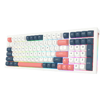 REDRAGON FLAMBERGE PRO RGB 98-KEY TRI-MODE MECHANICAL KEYBOARD (LINEAR SWITCH/SWAPPBL) WHITE BLUE RED