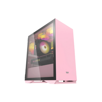DARKFLASH DLM22  MICRO ATX CASE W/ MAGNETIC HINGED DOOR TEMPERED WINDOW (PNK)