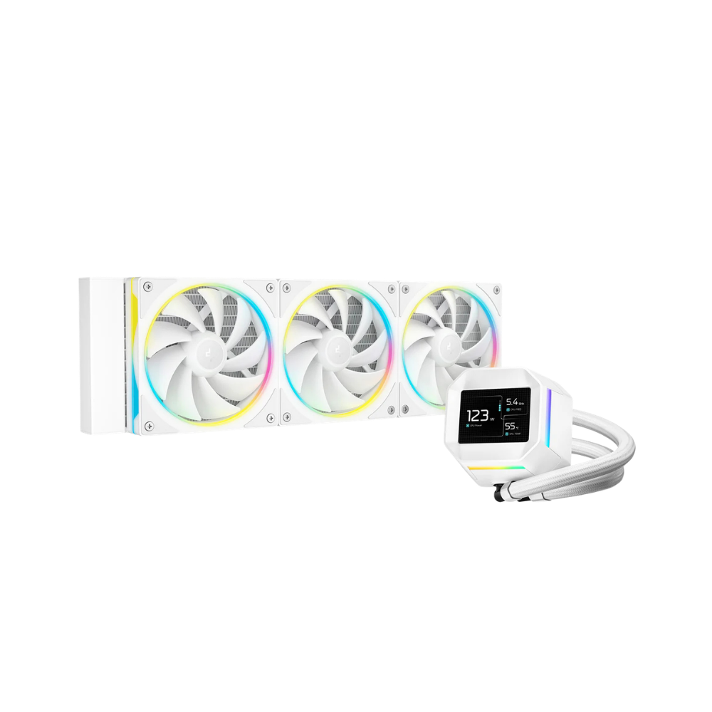DEEPCOOL LM360 360MM AIO ARGB LIQUID CPU COOLER W/ 2.4" LCD SCREEN (WHITE)