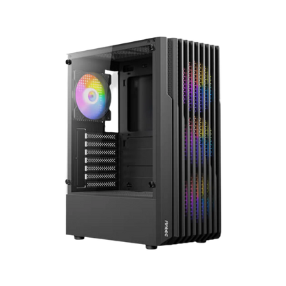 ANTEC AX22 ELITE MID TOWER CASE W/ TEMPERED GLASS SIDE PANEL, 4 RGB FANS (BLACK)