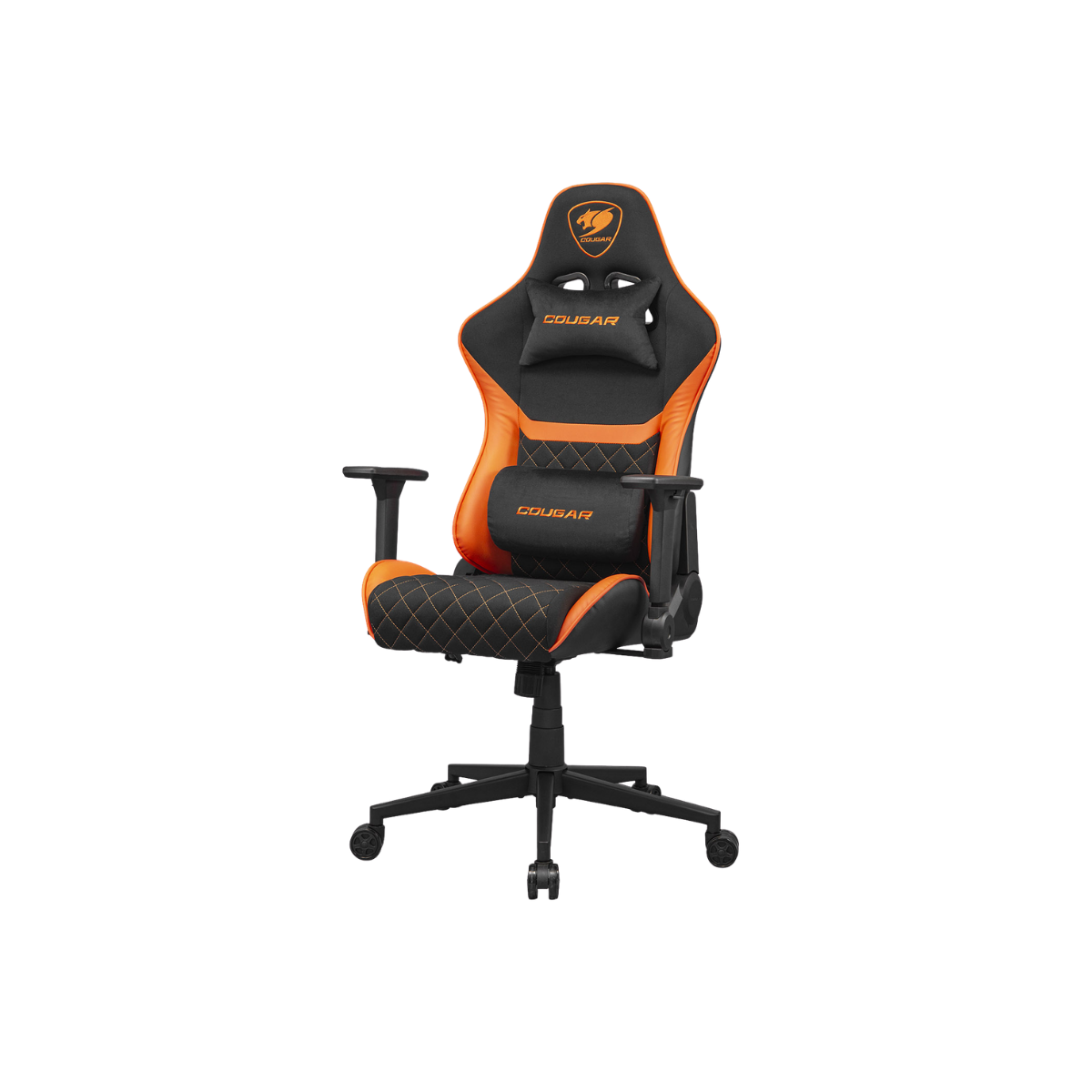 COUGAR ARMOR ONE GAMING CHAIR-V2 F W/ HEADREST & LUMBAR CUSHION (BLACK/ORANGE)