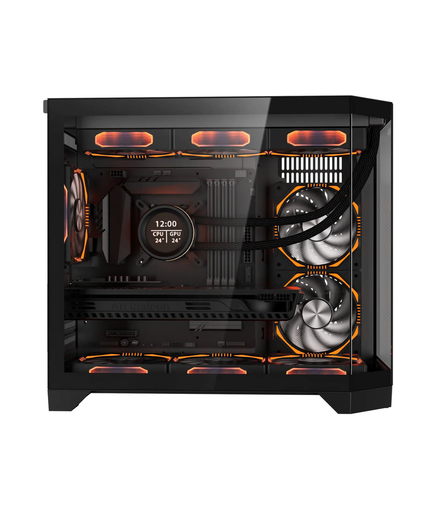 COOLMAN SPECTRA CASE M-ATX CASE W/ TEMPERED GLASS SIDE PANEL, LCD SCREEN