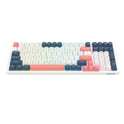 REDRAGON FLAMBERGE PRO RGB 98-KEY TRI-MODE MECHANICAL KEYBOARD (LINEAR SWITCH/SWAPPBL) WHITE BLUE RED