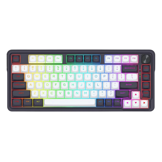 REDRAGON UCAL MAX RGB 81-KEY TRI-MODE MECHANICAL KEYBOARD W/ KNOB (LINEAR SWITCH/SWAPPBL) WHITE/RED