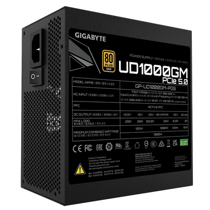 GIGABYTE UD1000GM PG5 1000W PCIE GEN 5.0 1X120MM FAN, 8SATA, 4PCIE, ACTIVE PFC, MODULAR, 80-PLUS GOLD