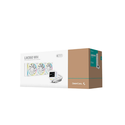 DEEPCOOL LM360 360MM AIO ARGB LIQUID CPU COOLER W/ 2.4" LCD SCREEN (WHITE)